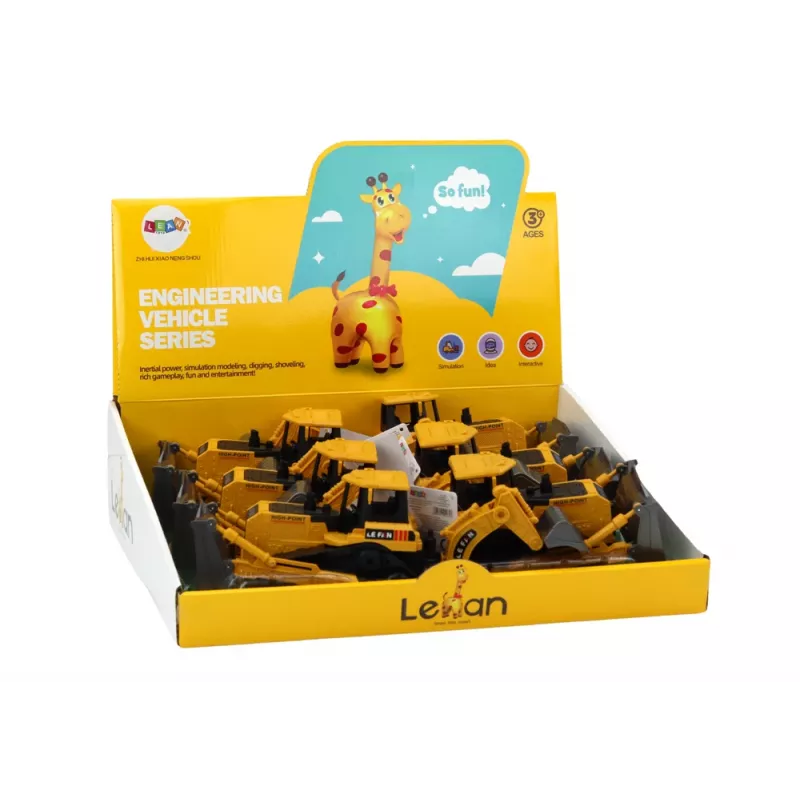 LEAN TOYS Crawler Excavator Construction Vehicle with 2 Buckets Yellow