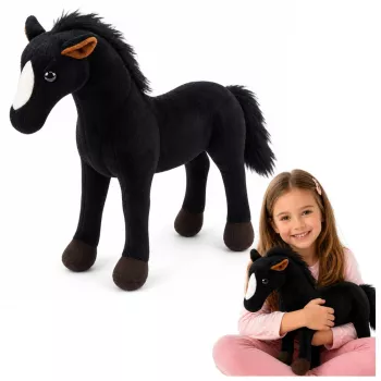 LEAN TOYS Plush Horse Cuddly Toy Mascot Black 40cm x 37cm