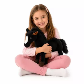 LEAN TOYS Plush Horse Cuddly Toy Mascot Black 40cm x 37cm