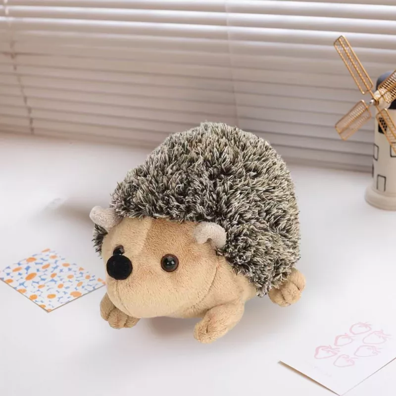 LEAN TOYS Plush Hedgehog Mascot Cuddly Toy Brown 17.5 cm