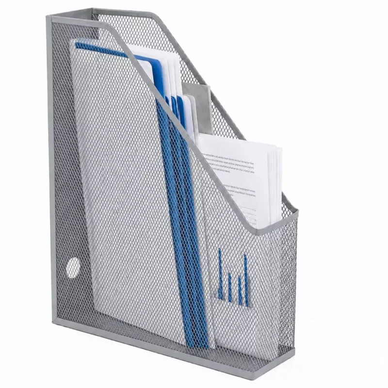 LEAN Metal Office Organizer Stand for Documents and Folders, Vertical, Silver, A4