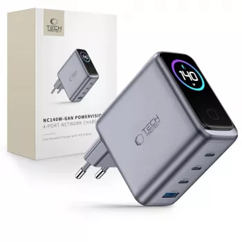 TECH-PROTECT POWERVISION NC140W-GaN 4-Port Network Charger PD 140W / QC3.0 Dark Grey