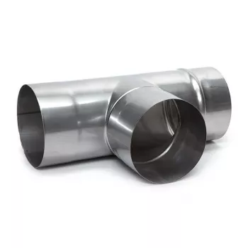 Galvanized Steel Chimney Flue Tee Connector 107mm x 160mm 90°