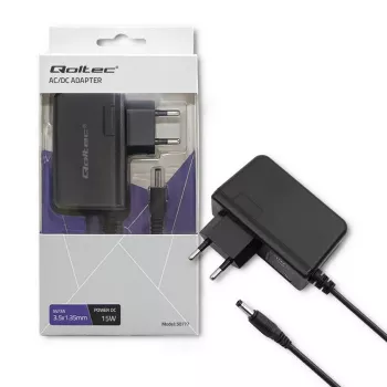 Qoltec 15W 5V 3A AC/DC Power Adapter with 3.5x1.35mm Barrel Plug