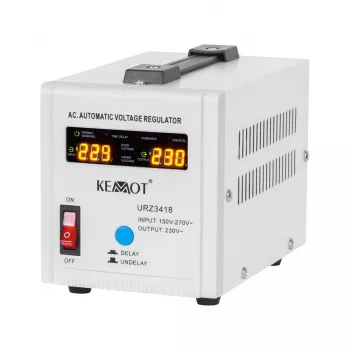 KEMOT SER-500 Automatic Voltage Stabilizer 500VA 300W Relay Type 230V AC Output Schuko Socket LED Indicators