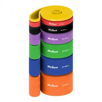 REBEL ACTIVE Power Band PT-S7 TPE Resistance Band Set, 7 Bands, 4-82 kg, Carry Bag