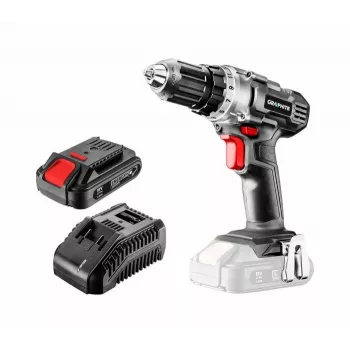 Graphite 58G000-SET1 18V Cordless Drill Driver Kit with 2x 2.0Ah Batteries, 35 Nm, Keyless Chuck, LED Light, Black/Red