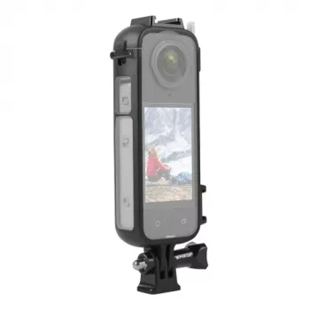 PULUZ PU979B Protective Frame Mount with Dual Cold Shoe for Insta360 X4 – Black