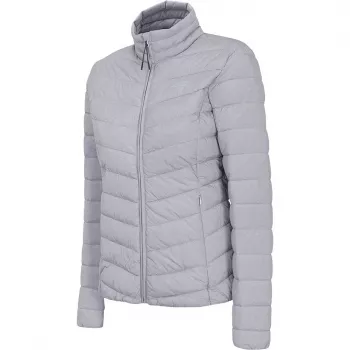 4F Women's Light Gray Melange Training Jacket H4L21 KUDP003 27M – Moisture-Wicking, Quick-Dry, Full-Zip