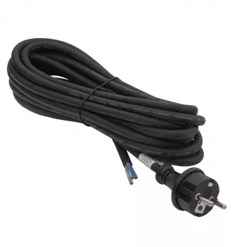 AKYGA AK-OT-04S 5m Rubber Power Cable, H05RR-F 3x1.5mm², CEE 7/7 to Open End, 16A, Black