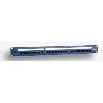 EMITERNET 19 inch 24-Port Cat.6 UTP Patch Panel with Shelf, Blue, PoE