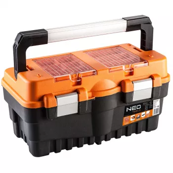 NEO TOOLS 18 Toolbox TOP-84-102 | Cantilever 2-Tray Organizer with Metal Latches