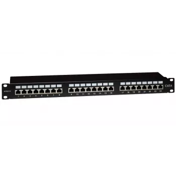 EMITERNET 19 inch 24-Port STP Cat.6 Patch Panel (1U) with Cable Management Shelf
