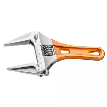 NEO TOOLS Adjustable Short Wrench 185 mm, 0-53 mm Jaw Opening, Chrome Vanadium Steel, DIN 3117