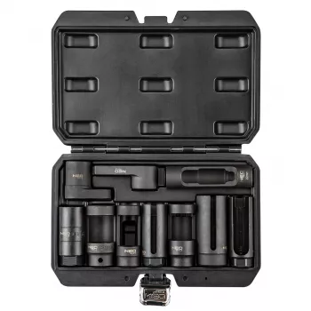 NEO TOOLS Lambda Sensor and Injector Socket Set, 10 Pieces, 3/8 inch & 1/2 inch Drive, CrV Steel