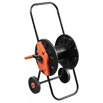 NEO TOOLS Garden Hose Trolley Cart Reel, Plastic, 60 m 1/2 inch Capacity, Grey/Orange