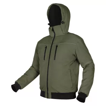 NEO TOOLS Insulated Jacket with Hood OUTDOOR, Green, Size XXL