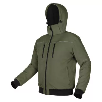 NEO TOOLS Insulated Jacket with Hood Outdoor, Green, Size XL