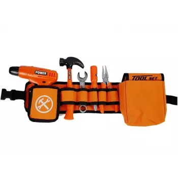 LEAN TOYS Handyman Set Belt Drill Screwdriver Pliers Hammer - 12-Piece Toy Tool Kit for Kids