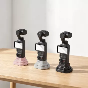 SUNNYLIFE Desktop Tripod Stand for DJI Osmo Pocket 3 / 4 - Black Foldable Mini Tripod with Anti-Slip Base, 1/4 inch Screw Hole, Compact Tabletop Mount