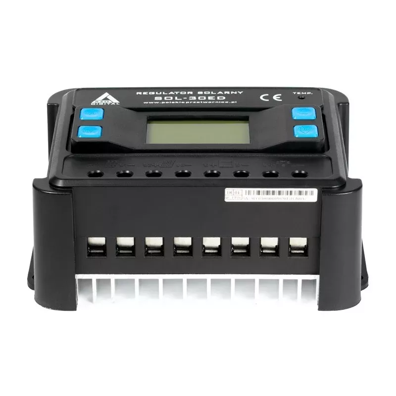 AZO Digital PWM SOL-30ED 12/24V 30A Solar Charge Controller with LCD Display
