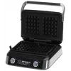 Adler AD 3084 Waffle Maker with LED Display, 5 Programs, 7 Browning Settings, 1600 W (max 2400 W), Non-Stick Plates, Black/Silver