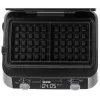 Adler AD 3084 Waffle Maker with LED Display, 5 Programs, 7 Browning Settings, 1600 W (max 2400 W), Non-Stick Plates, Black/Silver