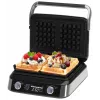 Adler AD 3084 Waffle Maker with LED Display, 5 Programs, 7 Browning Settings, 1600 W (max 2400 W), Non-Stick Plates, Black/Silver