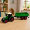LEAN TOYS Farm Tractor with Agricultural Trailer Friction Drive Lights Sound 35cm