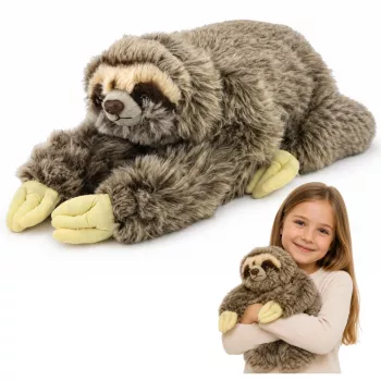 LEAN TOYS Realistic Sloth Plush Toy with Velcro Paws 34 cm
