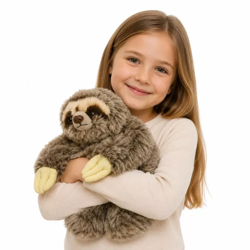 LEAN TOYS Realistic Sloth Plush Toy with Velcro Paws 34 cm