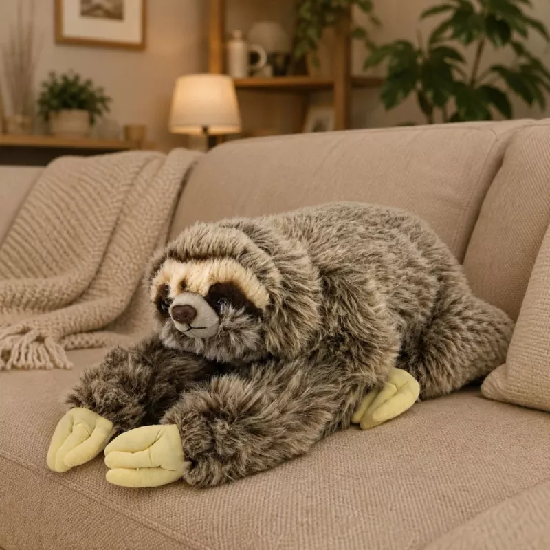 LEAN TOYS Realistic Sloth Plush Toy with Velcro Paws 34 cm