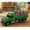 LEAN TOYS Transporter Truck with Cage T-Rex Dinosaur Figure Lights and Sounds 1:12