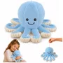 LEAN TOYS Plush Octopus Cuddly Toy with Elastic Tentacles Blue 30 cm