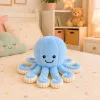 LEAN TOYS Plush Octopus Cuddly Toy with Elastic Tentacles Blue 30 cm