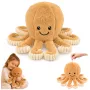 LEAN TOYS Plush Octopus Cuddly Toy with Elastic Tentacles Beige 30 cm