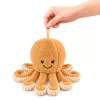 LEAN TOYS Plush Octopus Cuddly Toy with Elastic Tentacles Beige 30 cm