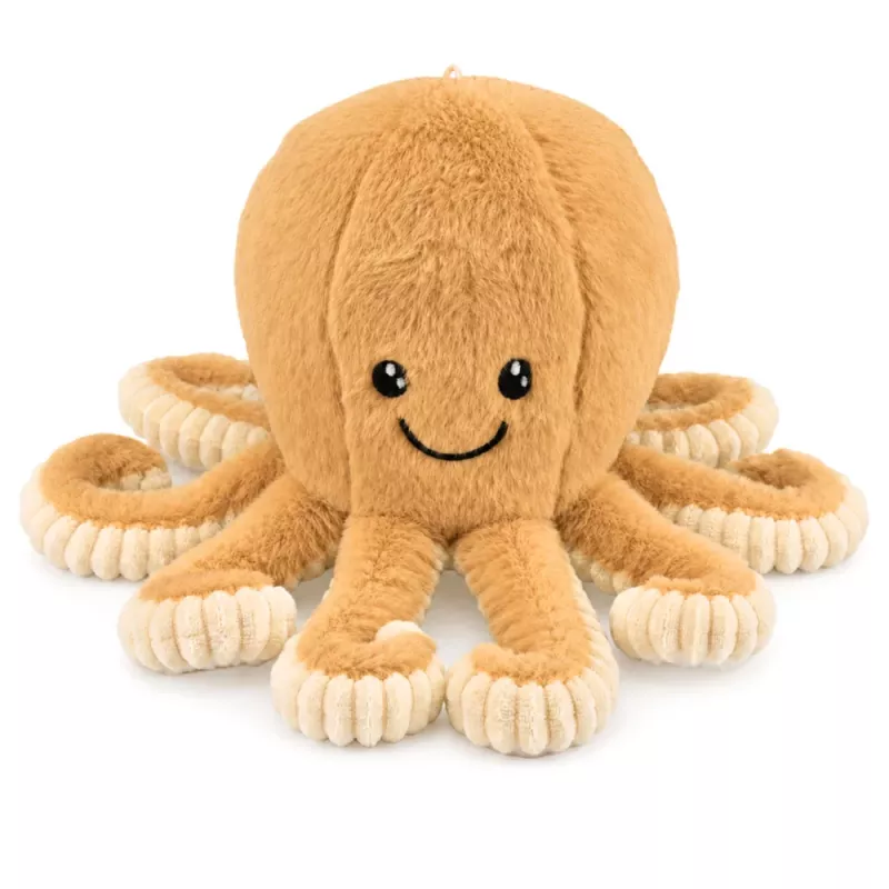 LEAN TOYS Plush Octopus Cuddly Toy with Elastic Tentacles Beige 30 cm