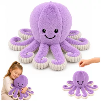 LEAN TOYS Plush Octopus Cuddly Toy with Elastic Tentacles Purple 50 cm
