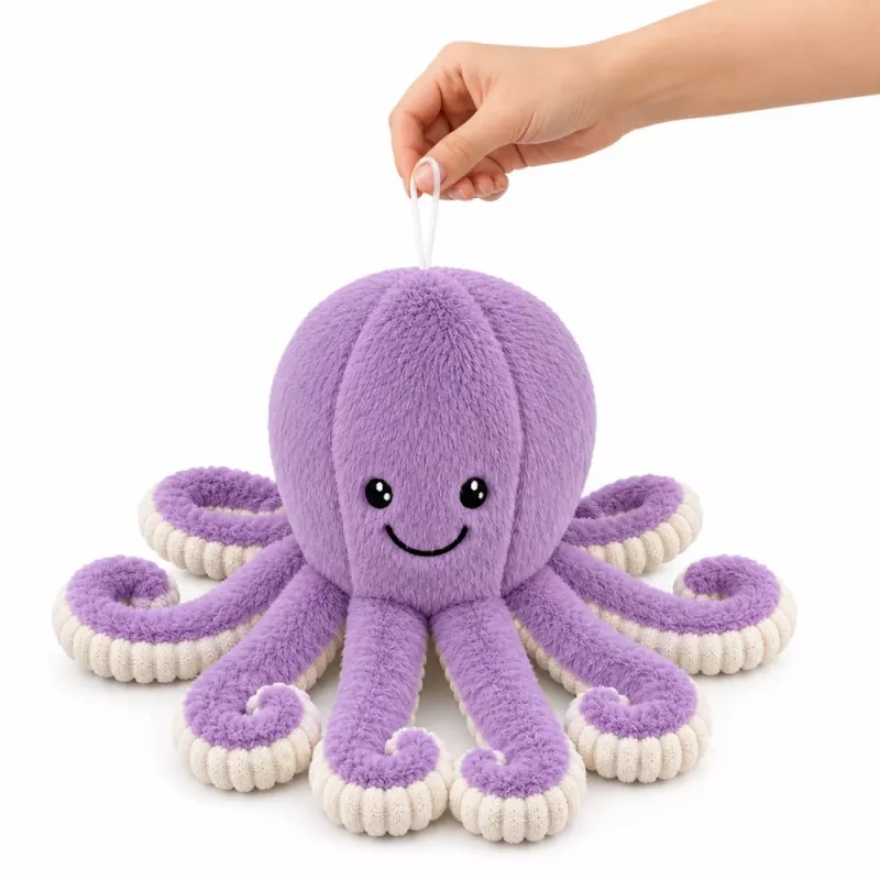 LEAN TOYS Plush Octopus Cuddly Toy with Elastic Tentacles Purple 50 cm