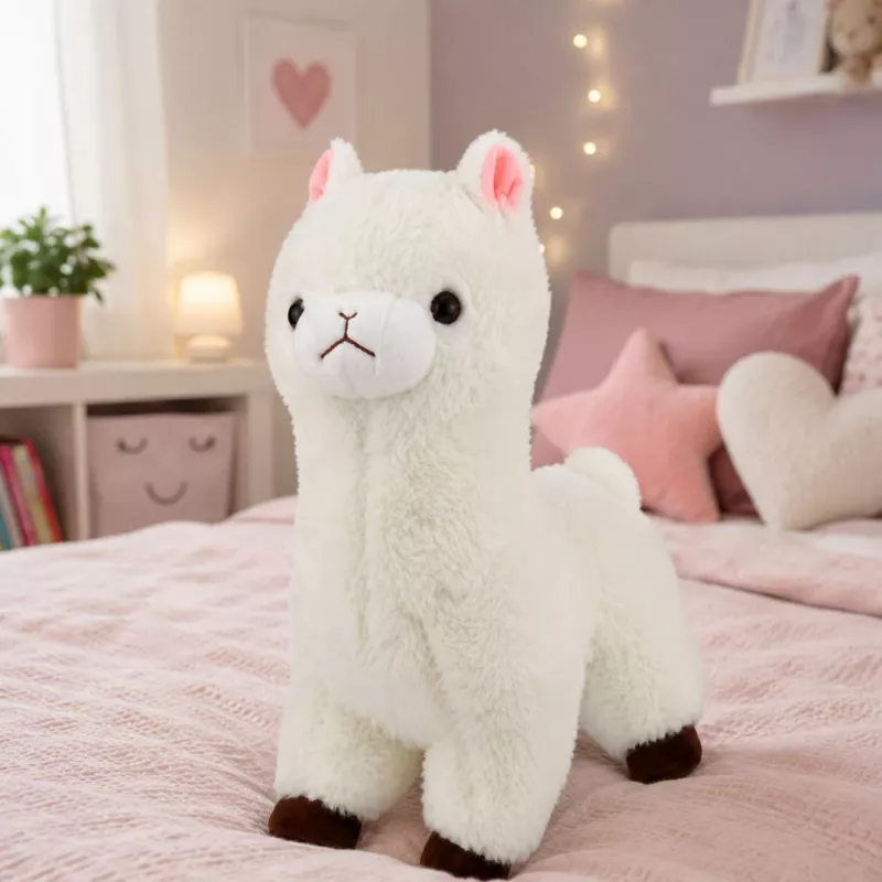 LEAN TOYS Plush Alpaca Llama Soft Fur White 38 cm