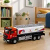LEAN TOYS Tank Truck Metal Drive Lights Sounds Red and White 1:40