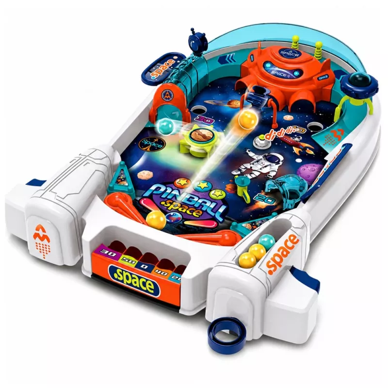 LEAN TOYS Arcade Game Space Pinball Space Flipper Rocket Obstacles 8 Balls