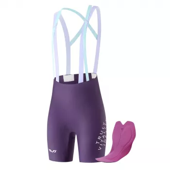 ROCKBROS Women's Cycling Bib Shorts with Chamois Pad, Purple, Size S