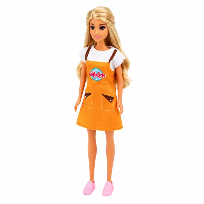 LEAN TOYS Anlily Doll Cashier Saleswoman Cash Register Grocery Products Playset