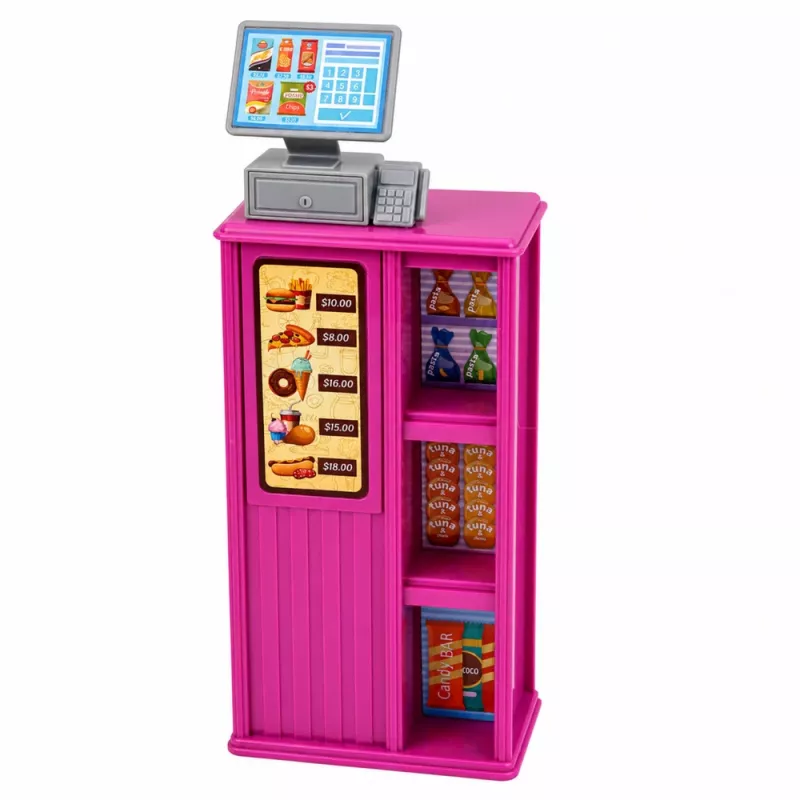 LEAN TOYS Anlily Doll Cashier Saleswoman Cash Register Grocery Products Playset