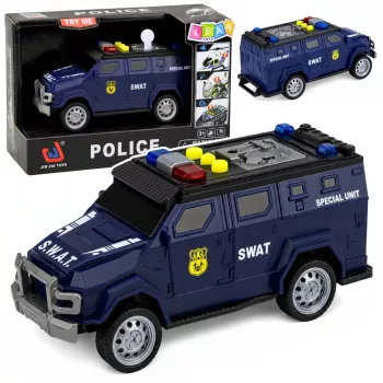 LEAN TOYS SWAT Special Unit Police Car 1:32 Scale with Lights, Sounds and Pull-Back Action - Navy Blue