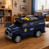 LEAN TOYS SWAT Special Unit Police Car 1:32 Scale with Lights, Sounds and Pull-Back Action - Navy Blue