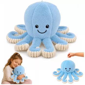 LEAN TOYS Plush Octopus Cuddly Toy with Elastic Tentacles Blue 50 cm