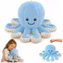 LEAN TOYS Plush Octopus Cuddly Toy with Elastic Tentacles Blue 50 cm